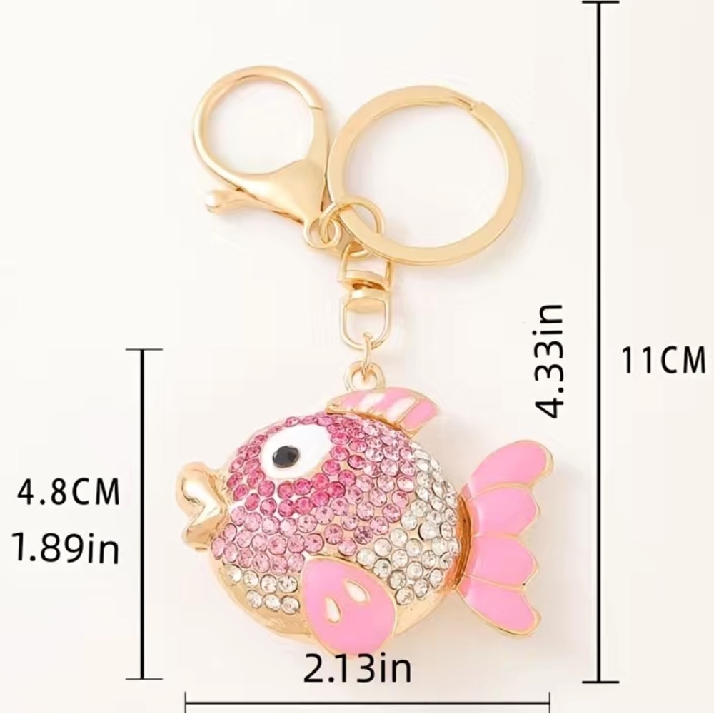 🐠 💕NWT-Pink Rhinestone Cutie Fish Bag/Keychain Charm💕🐠 - Picture 3 of 3